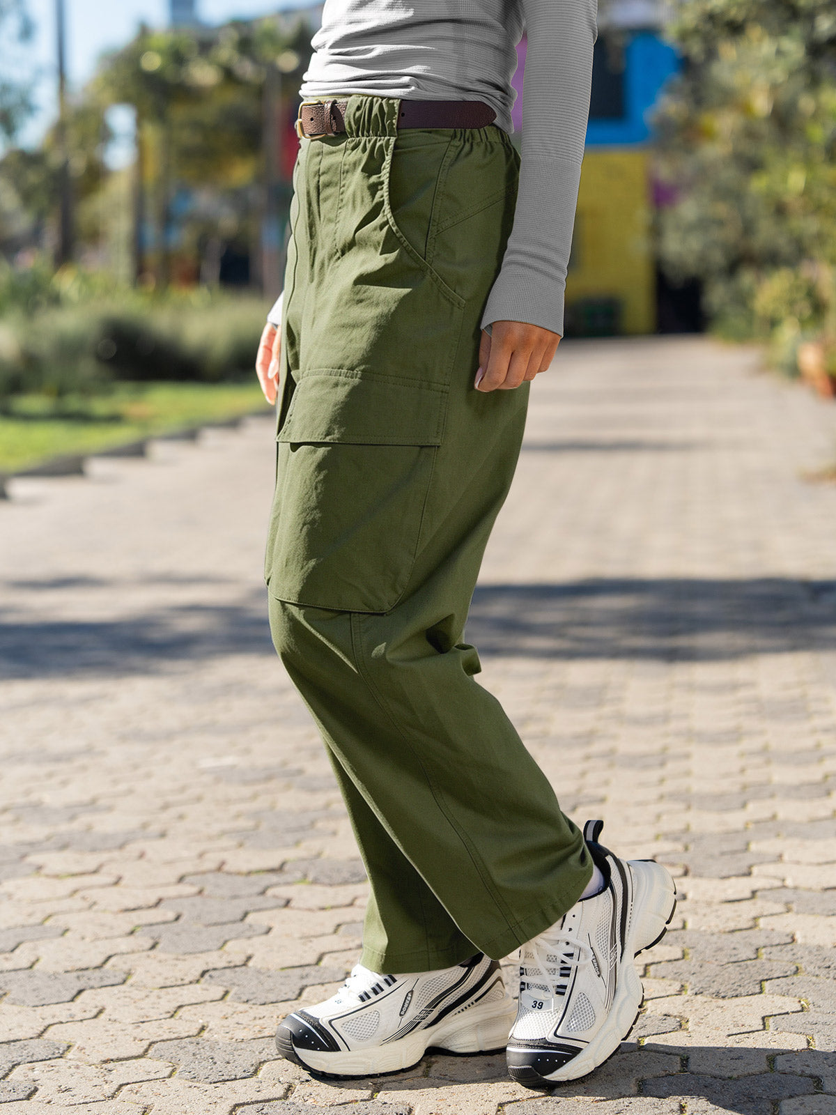 Wide Leg with Pockets Cargo Pants - Fisoew
