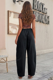 Fisoew Women's Black Barrel Baggy Cargo Pants - Fisoew