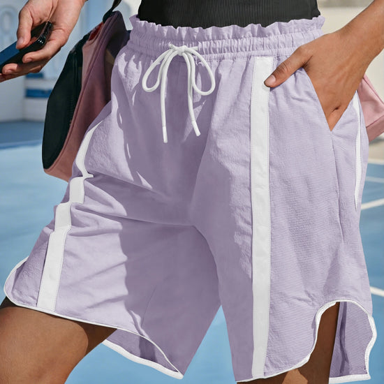 Fisoew Women's Violet Baggy Cargo Workout Running Athletic Yoga Shorts - Fisoew