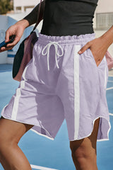 Fisoew Women's Violet Baggy Cargo Workout Running Athletic Yoga Shorts