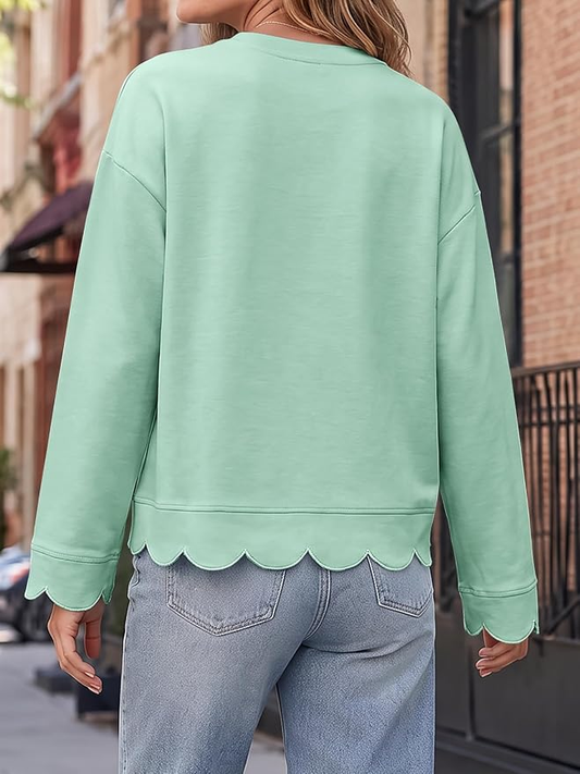 Oversized Crewneck Lettuce Trim Sweatshirts