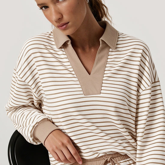 Womens Khaki Striped 2 Piece Outfits Fisoew - Fisoew