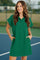 Womens Green Collared V Neck Dresses Fisoew - Fisoew