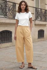 Fisoew Women's Khaki Wide Leg Barrel Pants