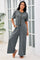 Womens Grey Casual Wide Leg Jumpsuit with Pockets Fisoew - Fisoew