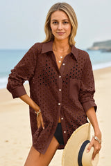 Womens Coffee Hollow Out Swimsuit Fisoew
