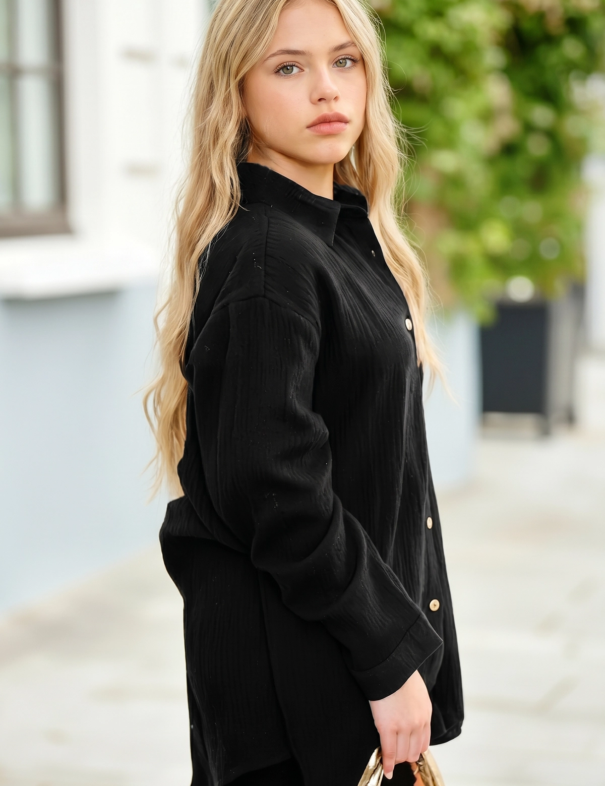 Womens Black Casual Button Down Long Sleeve Jumpsuit Fisoew - Fisoew