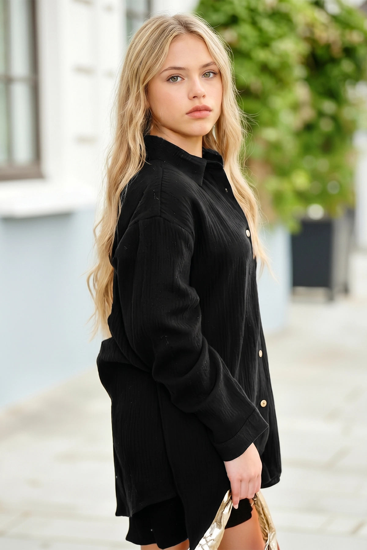 Womens Black Casual Button Down Long Sleeve Jumpsuit Fisoew - Fisoew