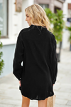 Womens Black Casual Button Down Long Sleeve Jumpsuit Fisoew - Fisoew