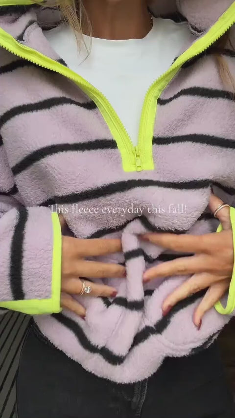 Striped Half Zip Fleece Sweatshirts UGC视频 4