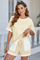 Womens Light khaki Color Block Lounge Short Set  Fisoew - Fisoew