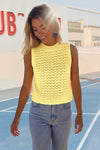 Fisoew Women's Yellow Boho Crochet Sweater Vest - Fisoew